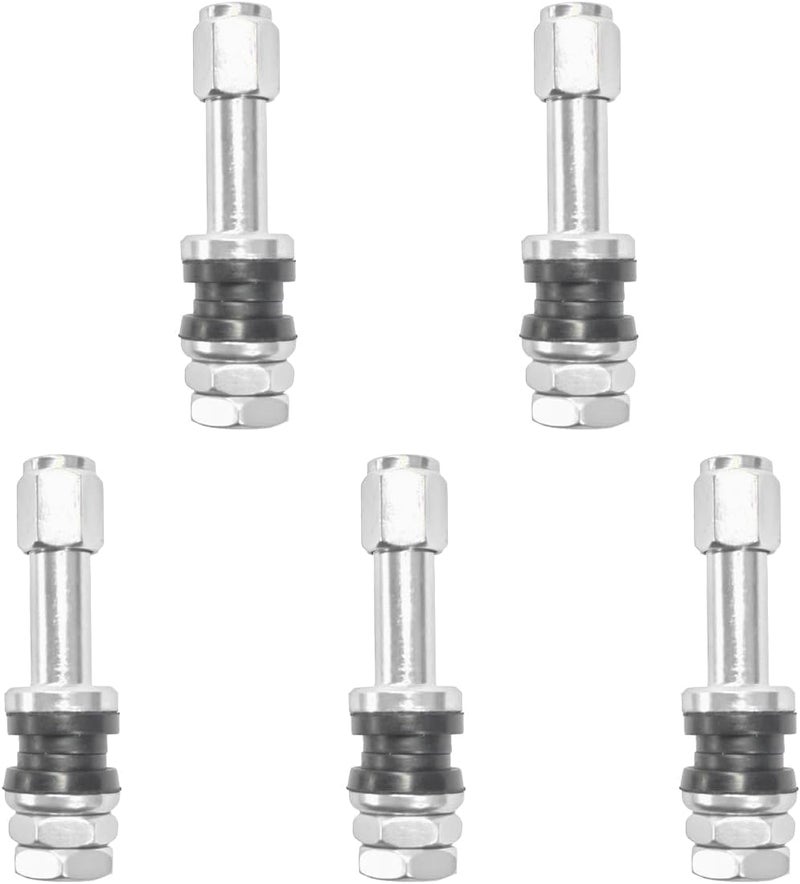 LHDOS 5PCS TR43E/VS43 Tubeless Metal Clamp-in Tire Valve Stems, Aluminum Alloy Valve Stems Mount for 0.453" Rim Hole on Standard Vehicle Tires (Silver) - Image 1